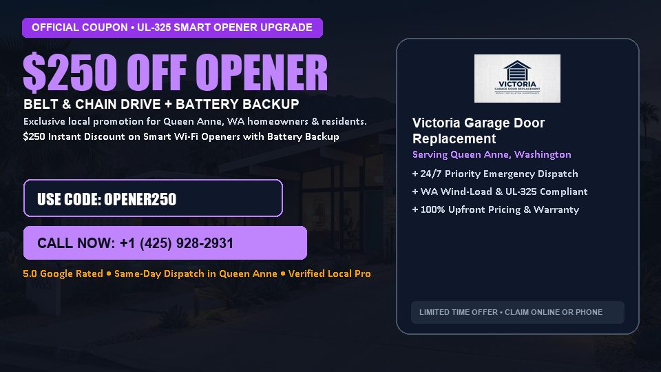 $250 OFF Smart Wi-Fi Garage Door Opener Installation in Queen Anne, WA - Victoria Garage Door Replacement
